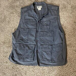 Trail Designs Vest Mens XL Gray Utility Fishing Photography Multi Pocket Cotton